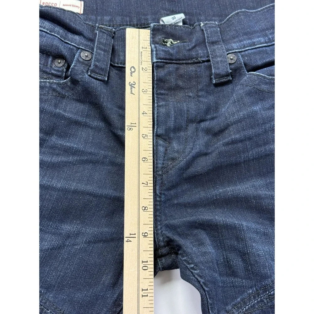 True Religion Jean Mens 30 Rocco Relaxed Skinny Moto Dark wash Stretch Zip denim